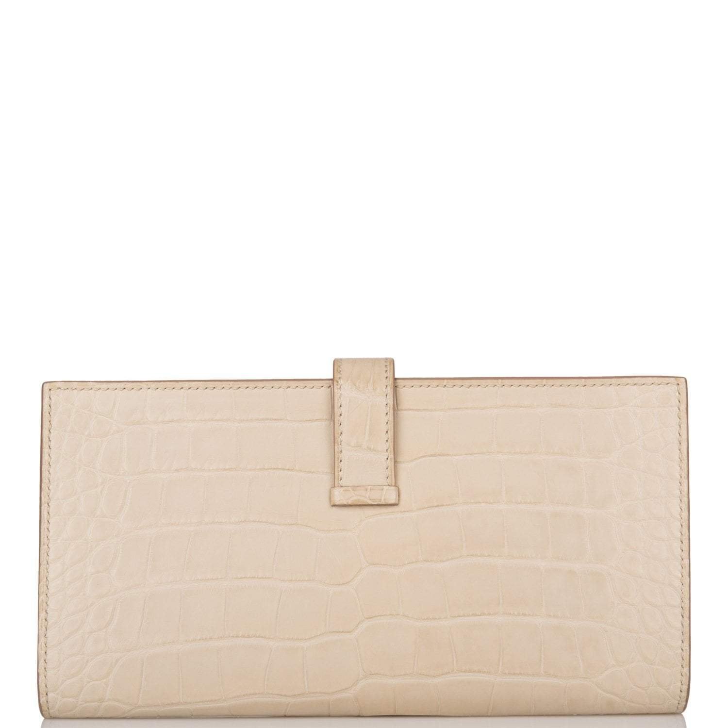 Hermes Beton Matte Alligator Bearn Wallet Palladium Hardware - Image 5