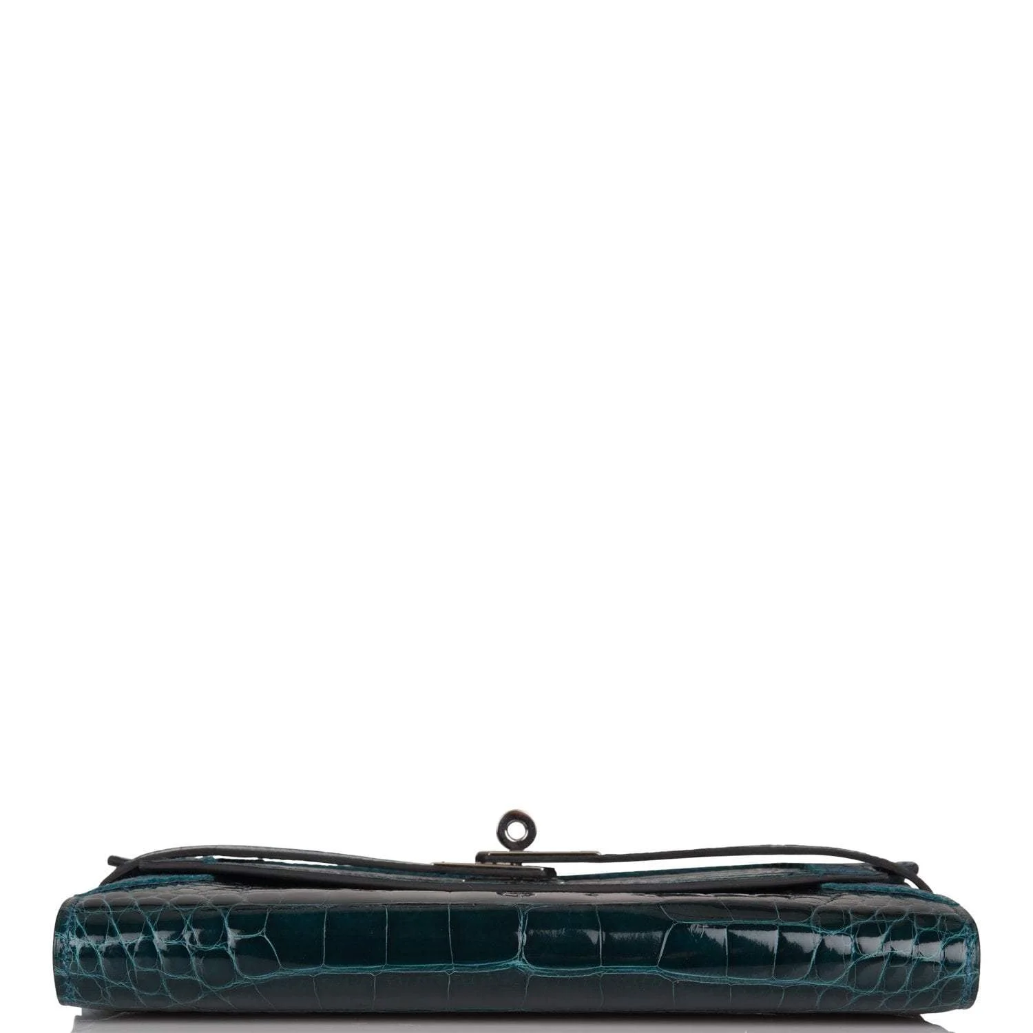 Hermes Kelly Long Wallet Bleu Colvert Alligator Ghillies Palladium Hardware