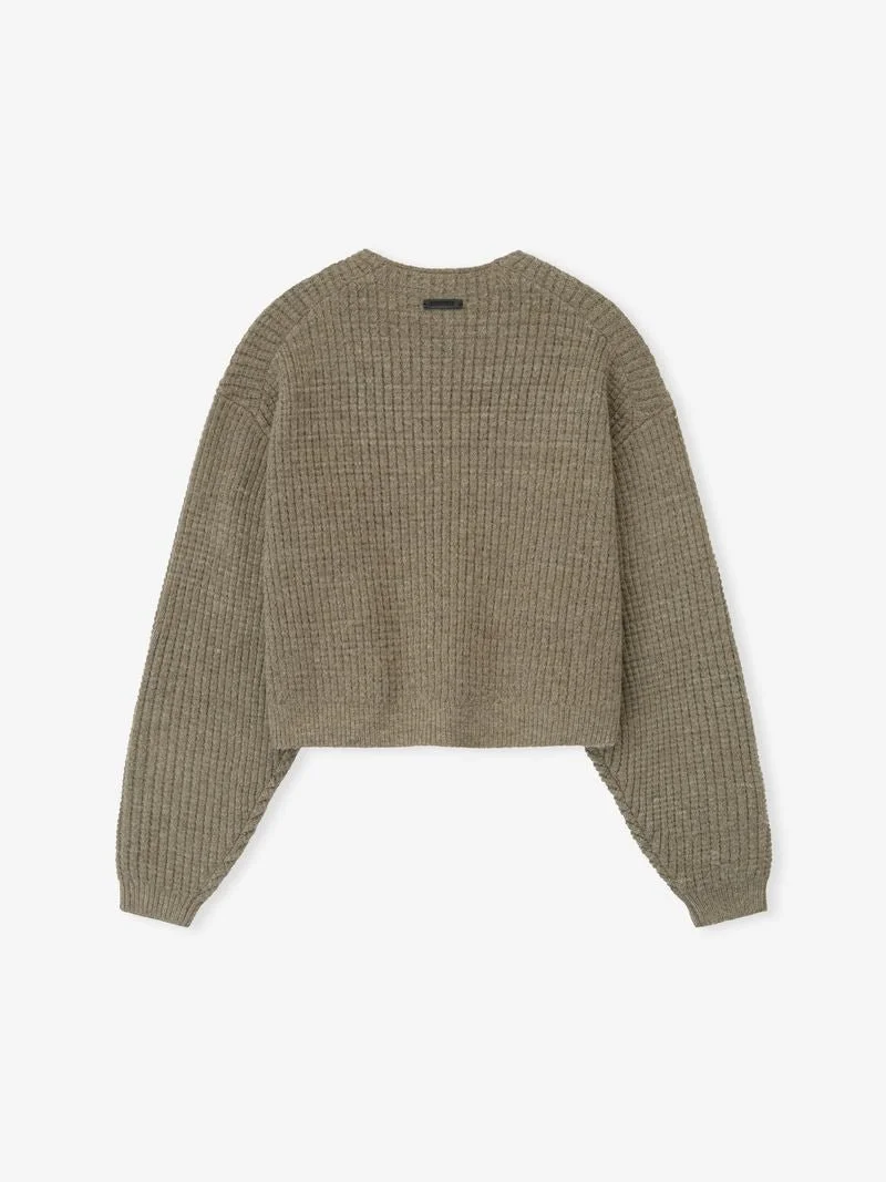 Womens Heavy Waffle 90s Crewneck Sweater