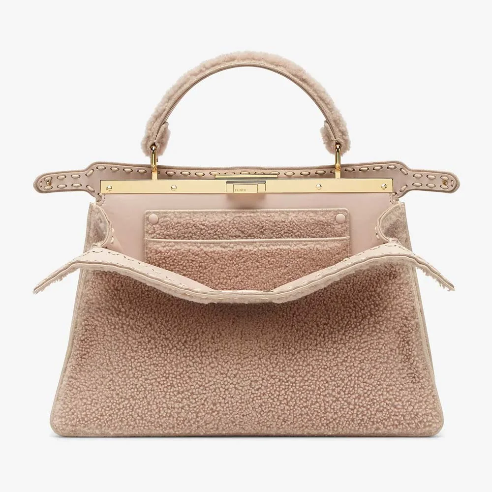 PEEKABOO ISEEU LARGE Pink Sheepskin Bag