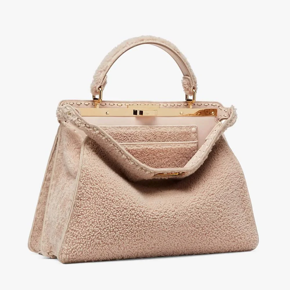 PEEKABOO ISEEU LARGE Pink Sheepskin Bag