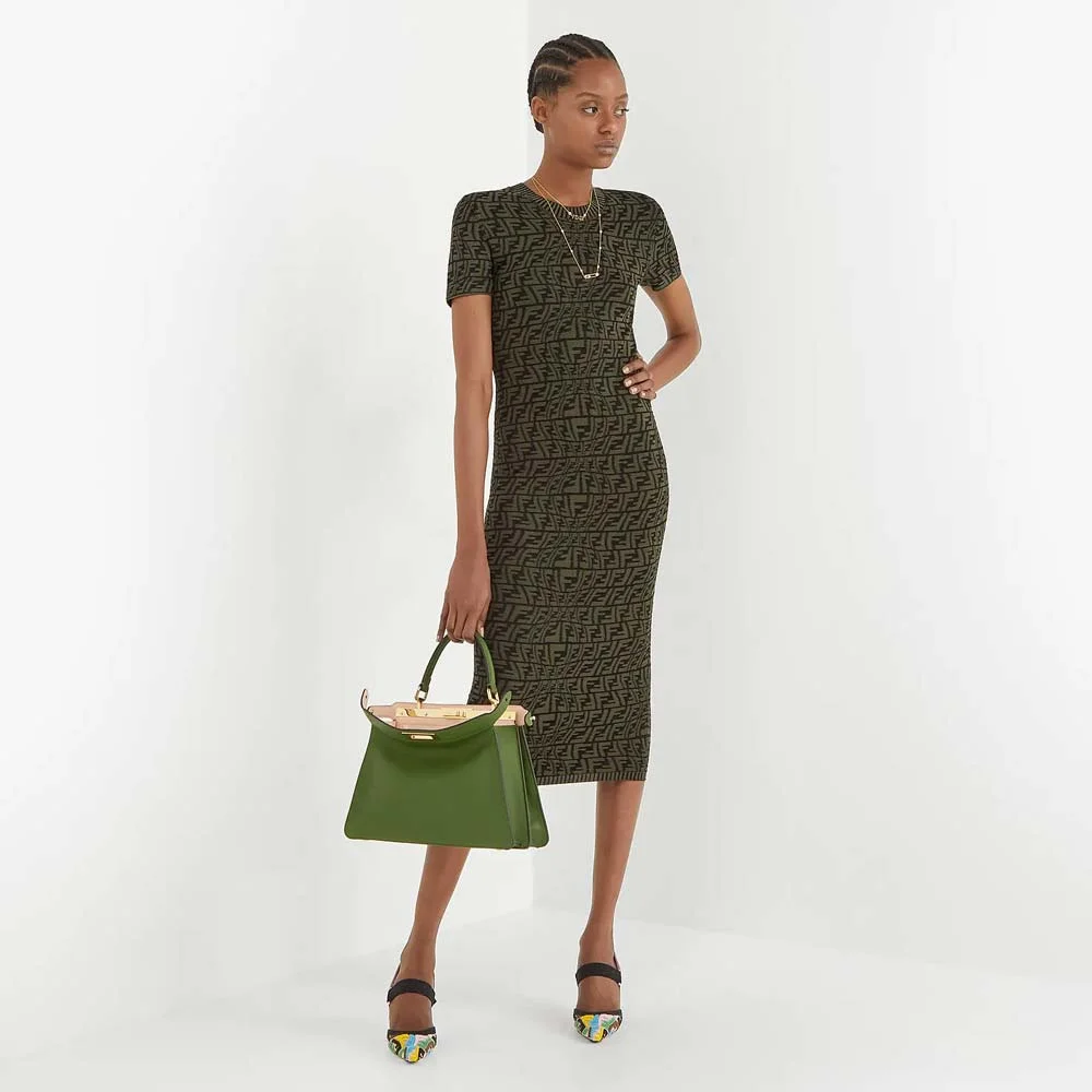 PEEKABOO ISEEU MEDIUM Green Leather Bag