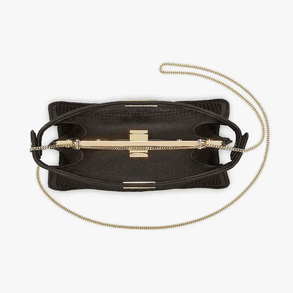PEEKABOO ISEEU POCHETTE Black Canvas Bag With Embroidery