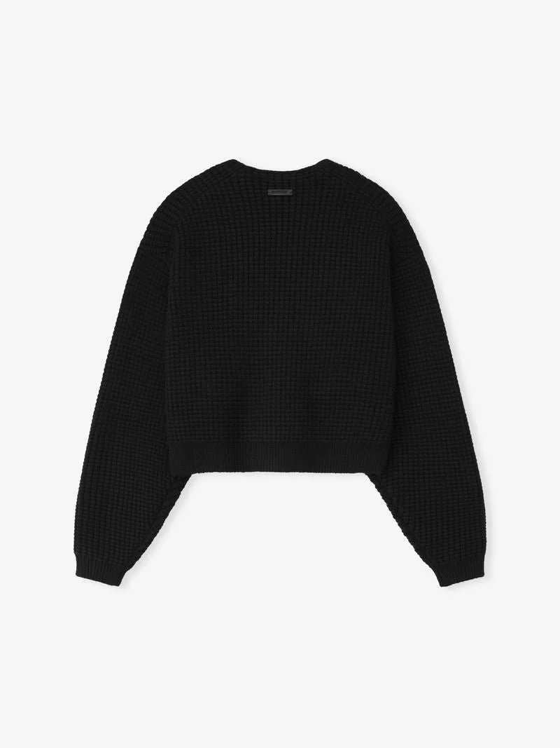 Womens Heavy Waffle 90s Crewneck Sweater