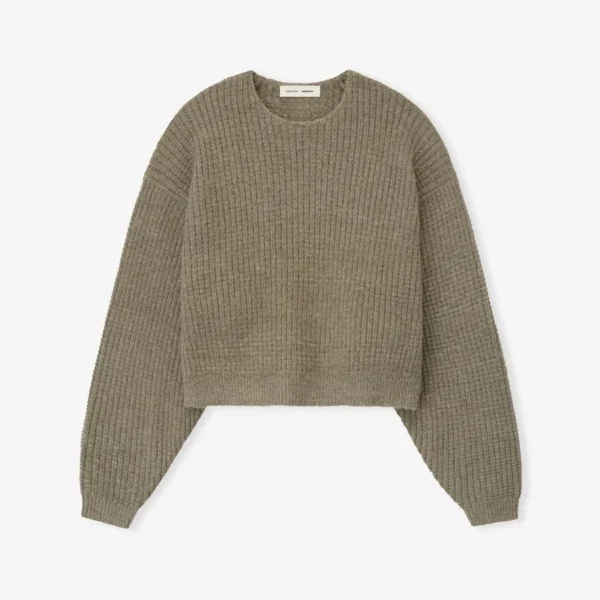 Womens Heavy Waffle 90s Crewneck Sweater