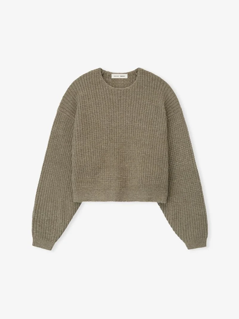 Womens Heavy Waffle 90s Crewneck Sweater