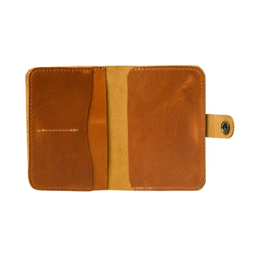 Tan Leather Card Holder Wallet