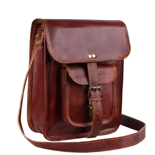 Vintage Brown Leather Sling Bag for Men