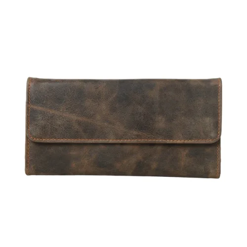 Men’s Distressed Leather Long Wallet