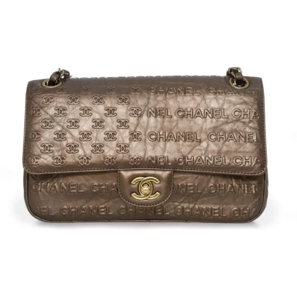 Chanel Coco Bronze CC embossed 9″ Classic Flap Bag AGL1158