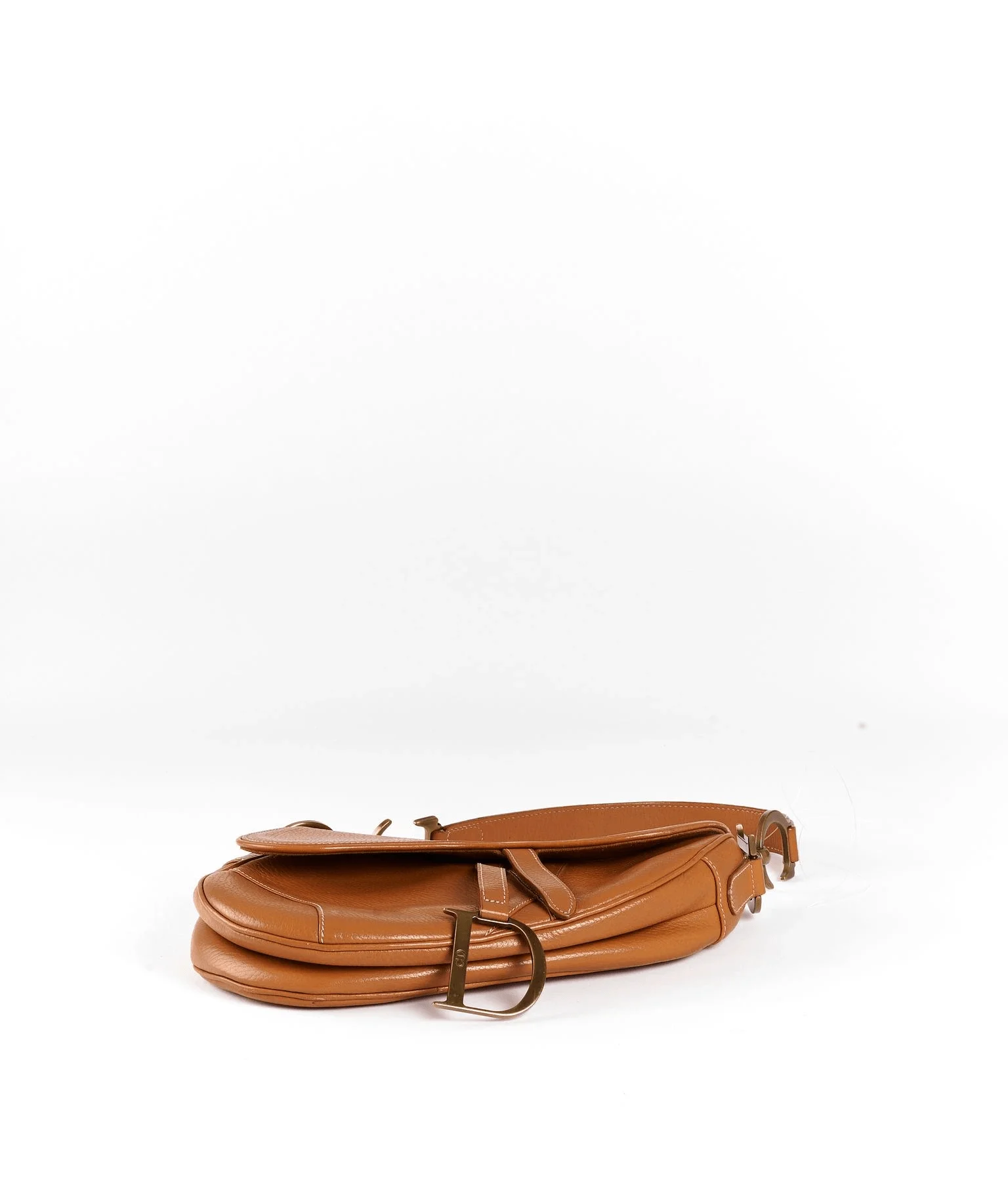Brown Leather Dior Saddle Bag GHW