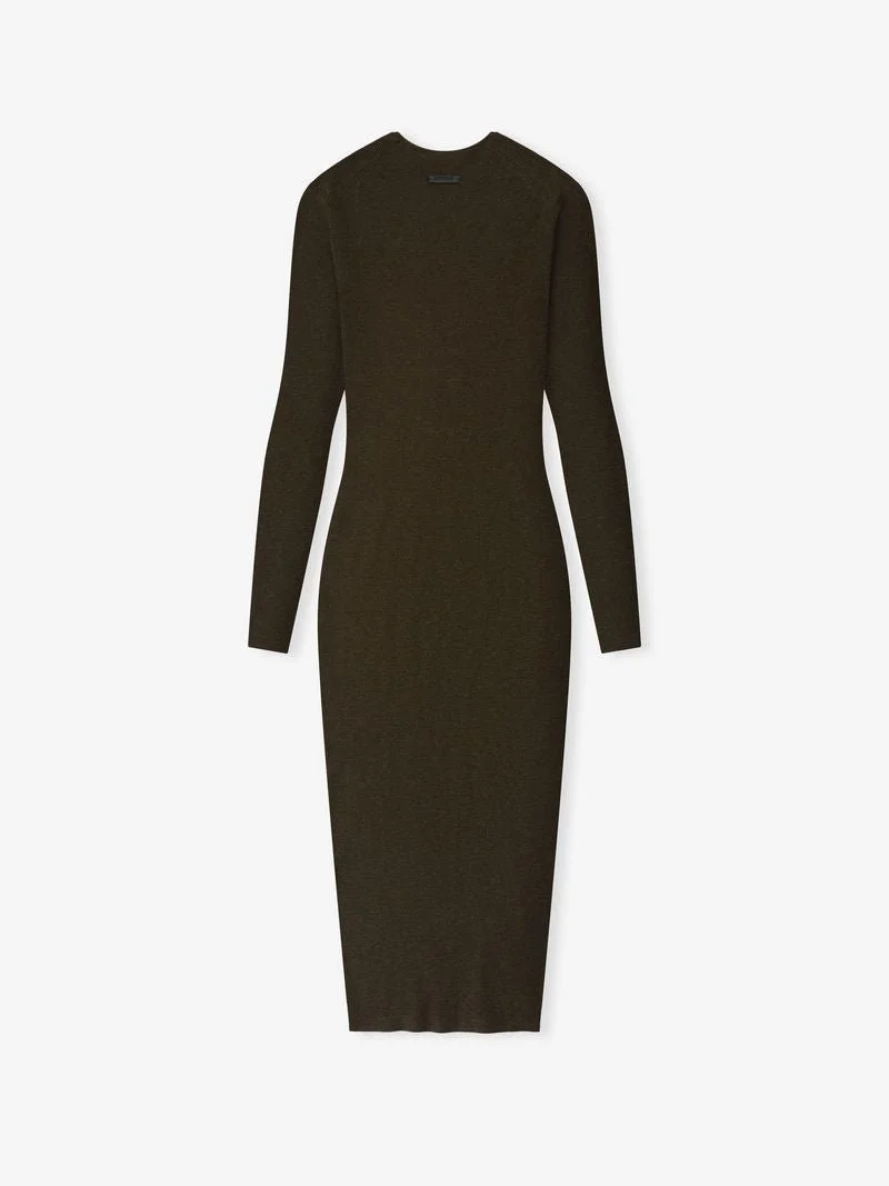 Womens Rib Long Sleeve Dress