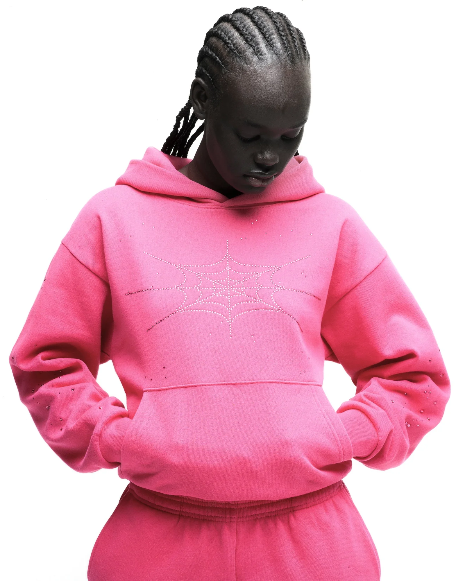 RHINESTONE SILK HOODIE