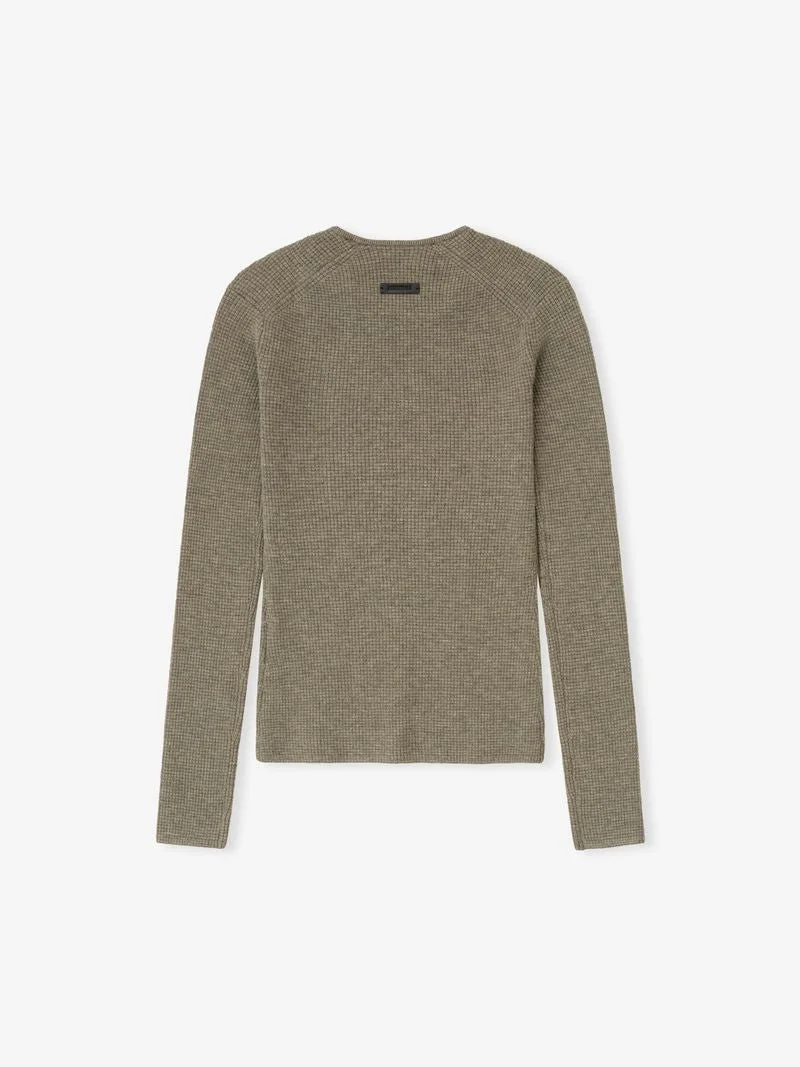 Womens Waffle Long Sleeve Top