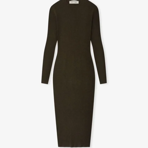 Womens Rib Long Sleeve Dress