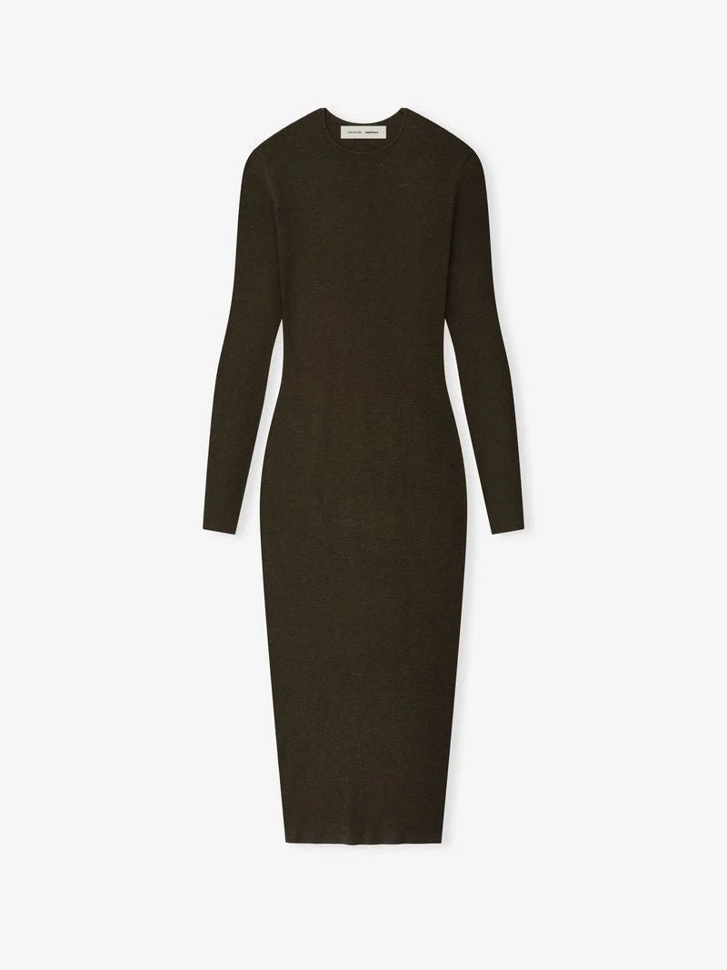 Womens Rib Long Sleeve Dress